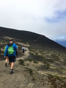 Hiking in volcanic ashes